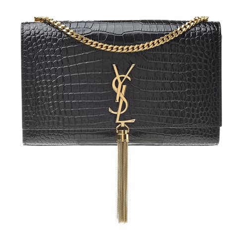 ysl croco tassel|SAINT LAURENT Calfskin Crocodile Embossed Medium Classic .